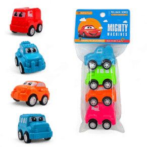 Mighty Machines Pullback Cars for Kids – Assorted Cartoon Toy Cars by Bafna Toys