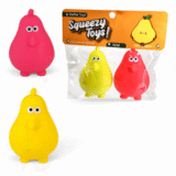 Pear squeezy toys for kids - soft rubber fruit-shaped sensory toys in vibrant colors