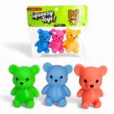 Teddy squeezy toys for kids - bright colored soft rubber teddy bears for sensory play