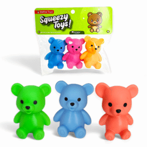 Teddy squeezy toys for kids - bright colored soft rubber teddy bears for sensory play