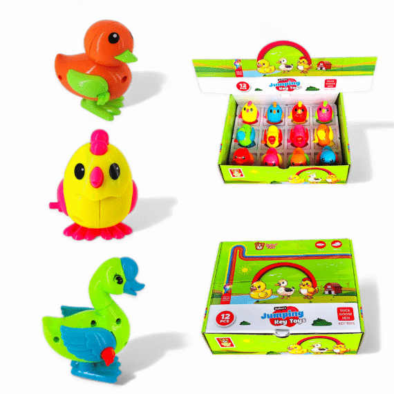 Jumping key toy for kids – duck, goose & hen – windup toy from Bafna Toys