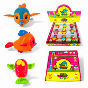 Windup Bird Key Toy in vibrant colors by Bafna Toys